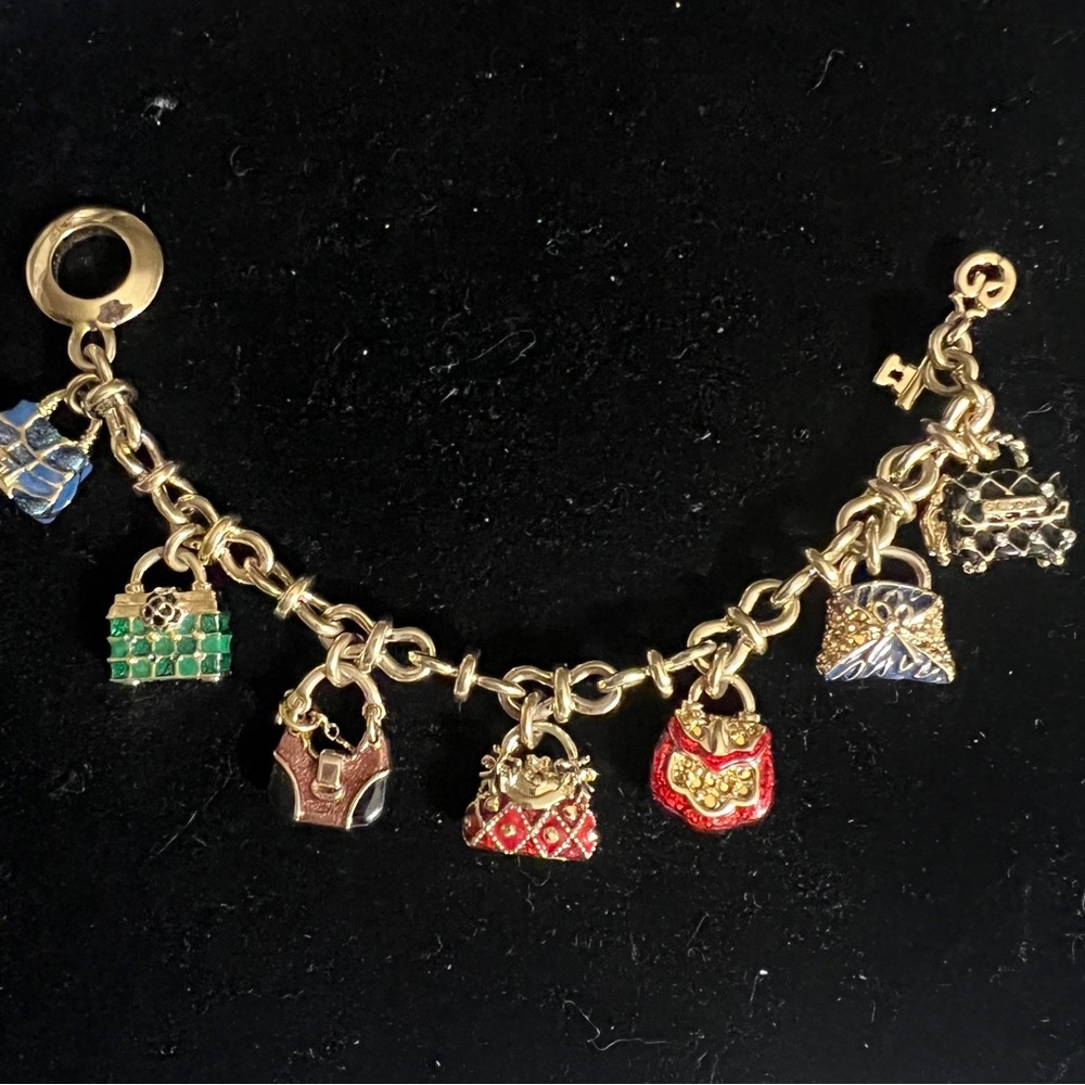 Gold Charm Bracelet with Colorful Handbag Charms
